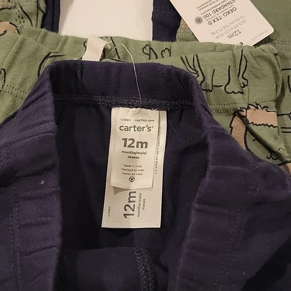 Carters Infant Boys Pants 12 months blue and green lion print and button front